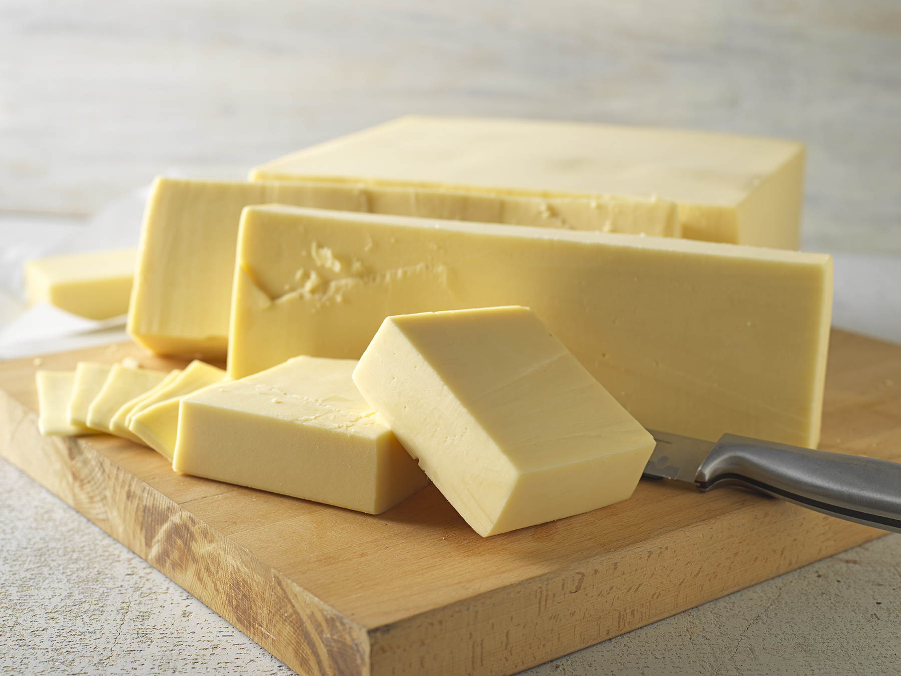 Mozzarella block cheese produced by Gilman Cheese, Gilman WI